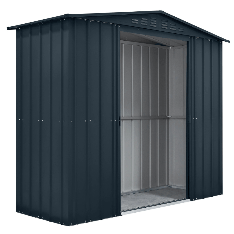 Globel Apex Metal Shed 8x3ft– Galvanised Steel Garden Storage with Double Doors