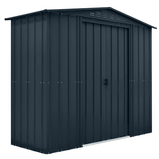 Globel Apex Metal Shed 8x3ft– Galvanised Steel Garden Storage with Double Doors