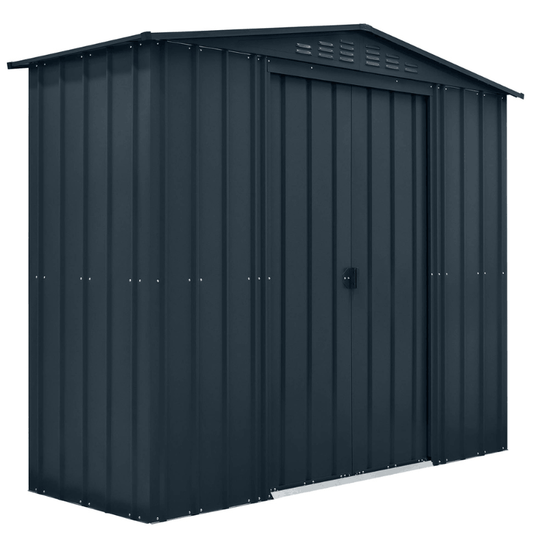 Globel Apex Metal Shed 8x6ft– Galvanised Steel Garden Storage with Double Door