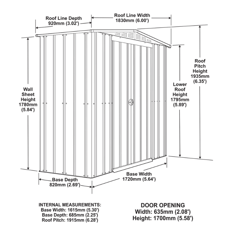 Globel Apex Metal Shed– Galvanised Steel Garden Storage with Double Doors&nbsp;