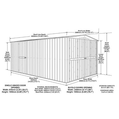 GlobelDualDoorSteelWorkshopGarageShed_Maintenance-FreeMetalGardenStorage