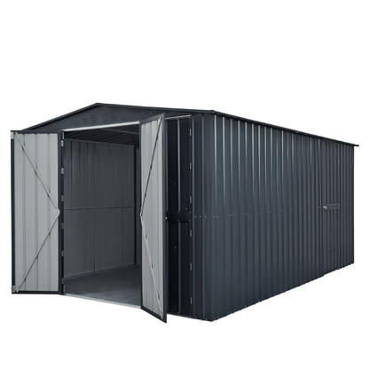 GlobelDualDoorSteelWorkshopGarageShed_Maintenance-FreeMetalGardenStorage