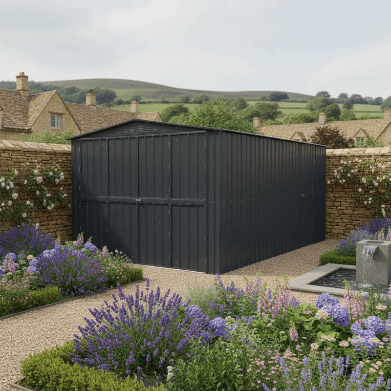 GlobelDualDoorSteelWorkshopGarageShed_Maintenance-FreeMetalGardenStorage