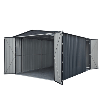 GlobelDualDoorSteelWorkshopGarageShed_Maintenance-FreeMetalGardenStorage