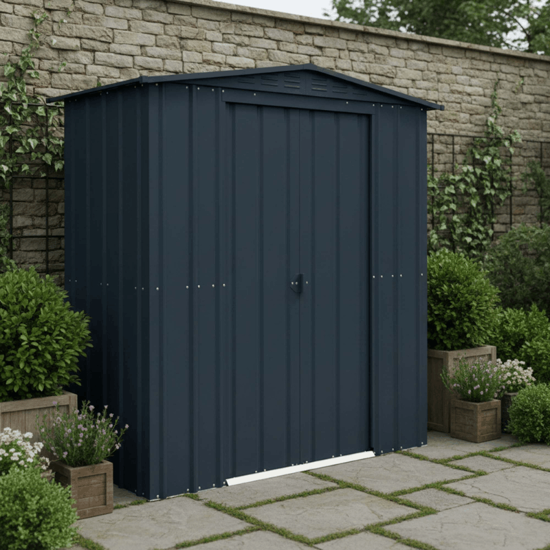 Globel Apex Metal Shed– Galvanised Steel Garden Storage with Double Doors