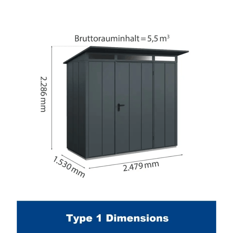 Hormann Berry Modern Style With Pent Roof– Premium Metal Shed