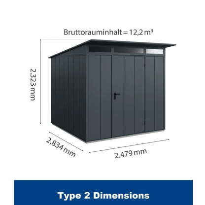 Hormann Berry Modern Style With Pent Roof– Premium Metal Shed