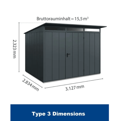 Hormann Berry Modern Style With Pent Roof– Premium Metal Shed