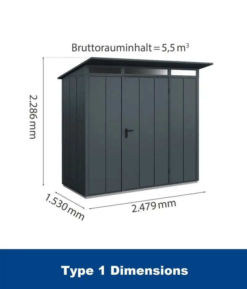 Hormann Berry Modern Style With Pent Roof– Premium Metal Shed