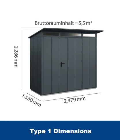 Hormann Berry Modern Style With Pent Roof– Premium Metal Shed