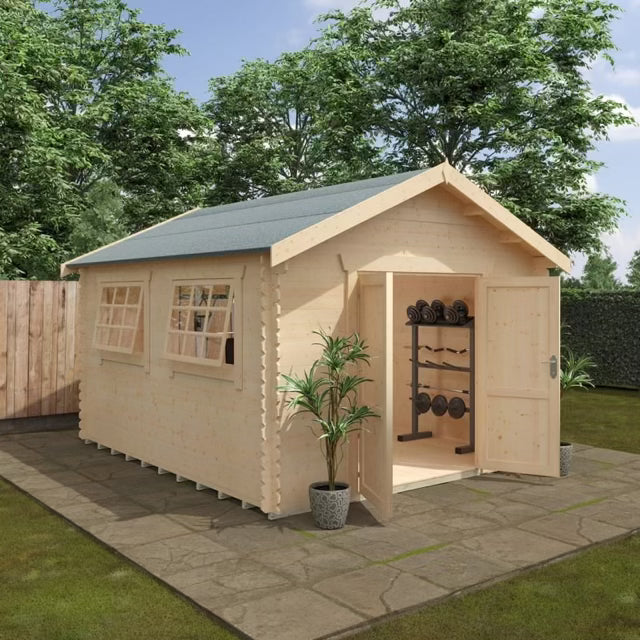 Woodlands Marlborough 28mm Log Cabin – UK Timber Garden Room for Hobby Space, Games room or Art Studio
