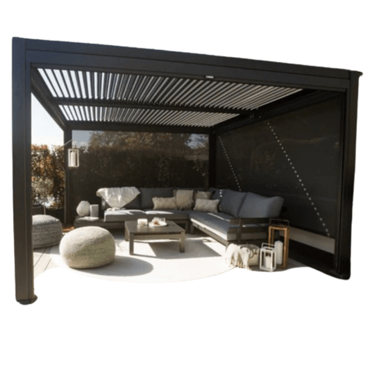 Maranza Manual Deluxe Louvered Pergola 3m x 3m Matt Royal Grey- Outdoor Shelter