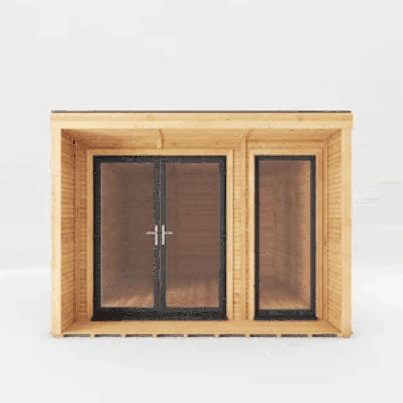Wooden window frame with glass panels on a white background