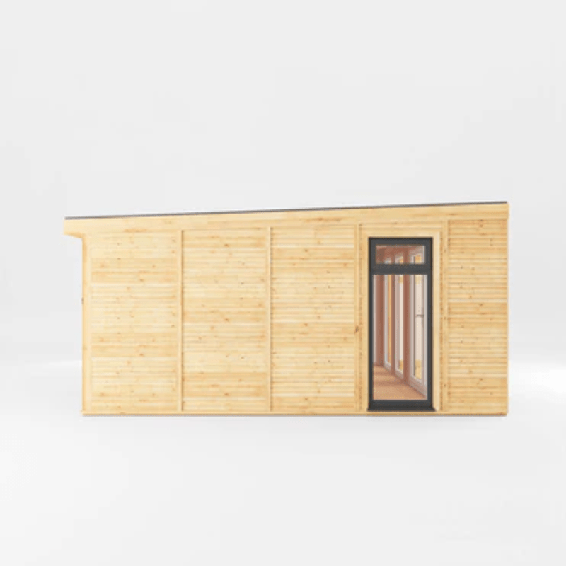 Wooden cabin with a window on a white background
