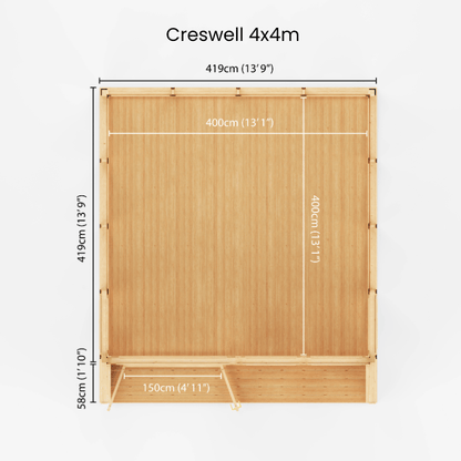 Wooden screen with dimensions labeled on a white background