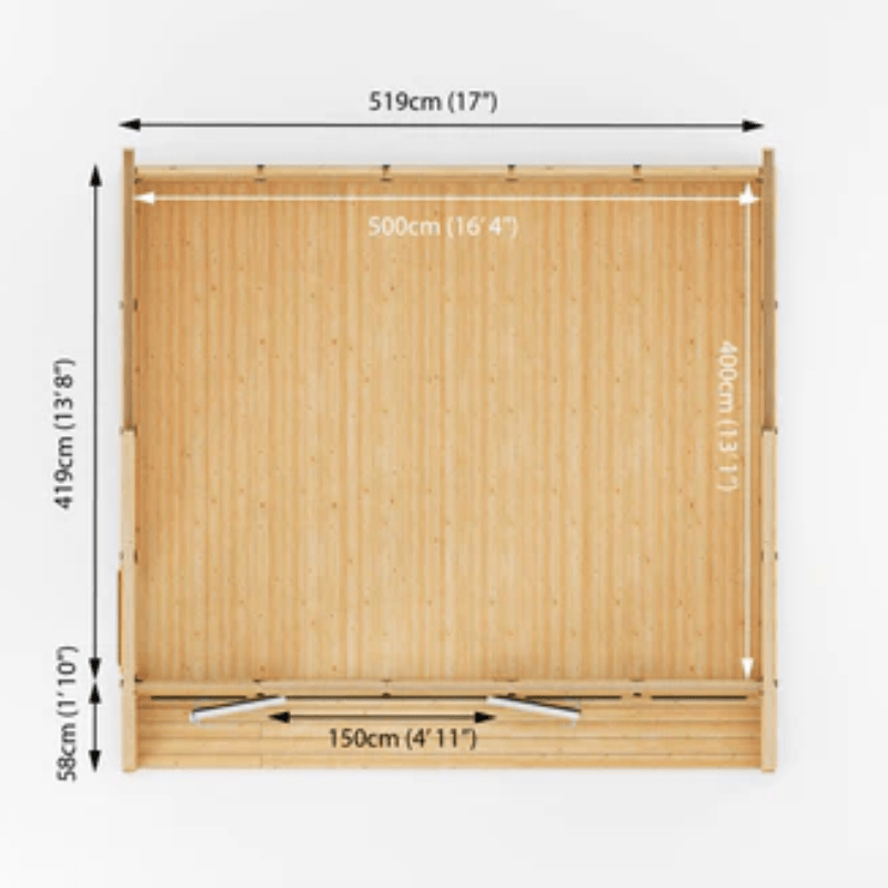 Measurement chart of a wooden screen with dimensions labeled.