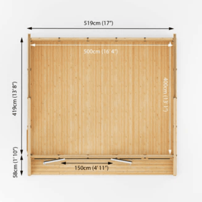 Measurement chart of a wooden screen with dimensions labeled.