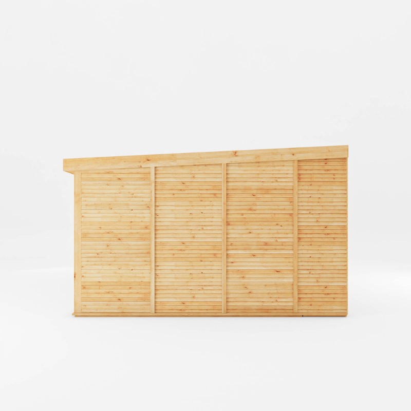 Wooden panel with slatted design on a white background