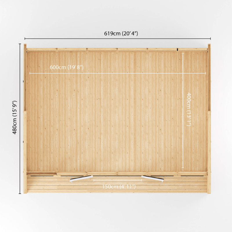 Bamboo blind with dimensions on a white background