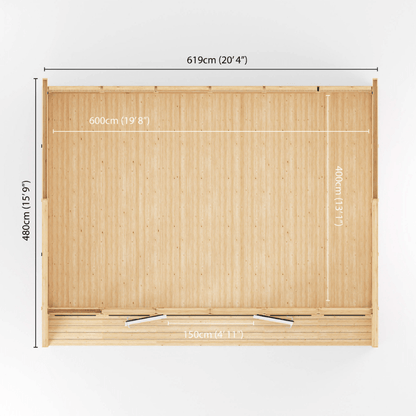 Bamboo blind with dimensions on a white background