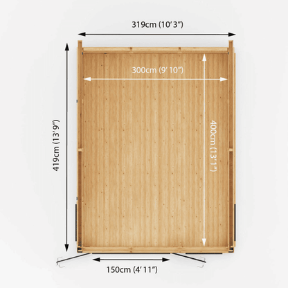 Dimensions of a wooden fence panel on a white background