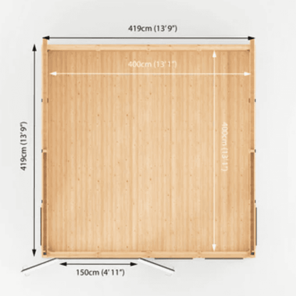 Wooden screen with dimensions labeled on a white background