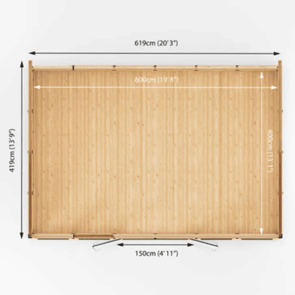 Dimensions of a wooden screen or panel on a white background