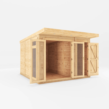 Mercia Premium Insulated Garden Room with Side Shed – Double Glazed Home Office