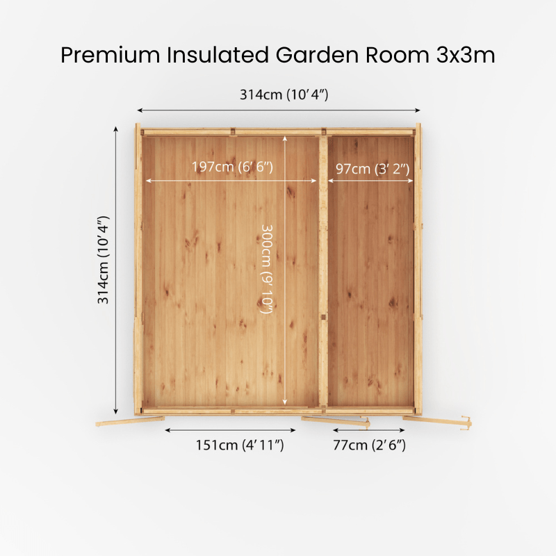 Mercia Premium Insulated Garden Room with Side Shed – Double Glazed Home Office