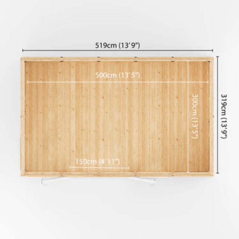 Wooden panel with dimensions labeled on a white background