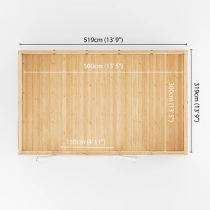 Wooden panel with dimensions labeled on a white background