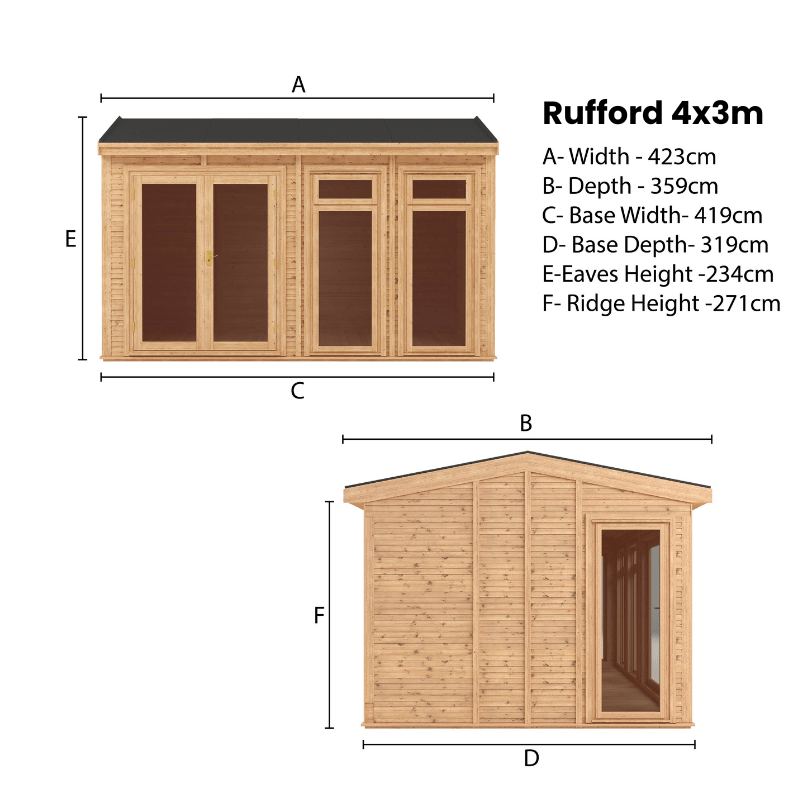Mercia Rufford Premium Insulated Garden Room 4x3 | Luxury All-Season Double Glazed Home Office & Studio