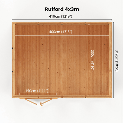 Mercia Rufford Premium Insulated Garden Room 4x3 | Luxury All-Season Double Glazed Home Office & Studio