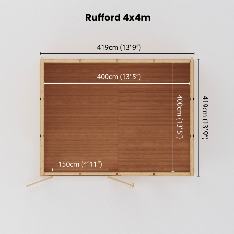Mercia Rufford Premium Insulated Garden Room 4x4| Luxury All-Season Double Glazed Home Office Studio