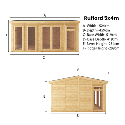 Mercia Rufford Premium Insulated Garden Room 5x4 Luxury All-Season Double Glazed Home Office Studio