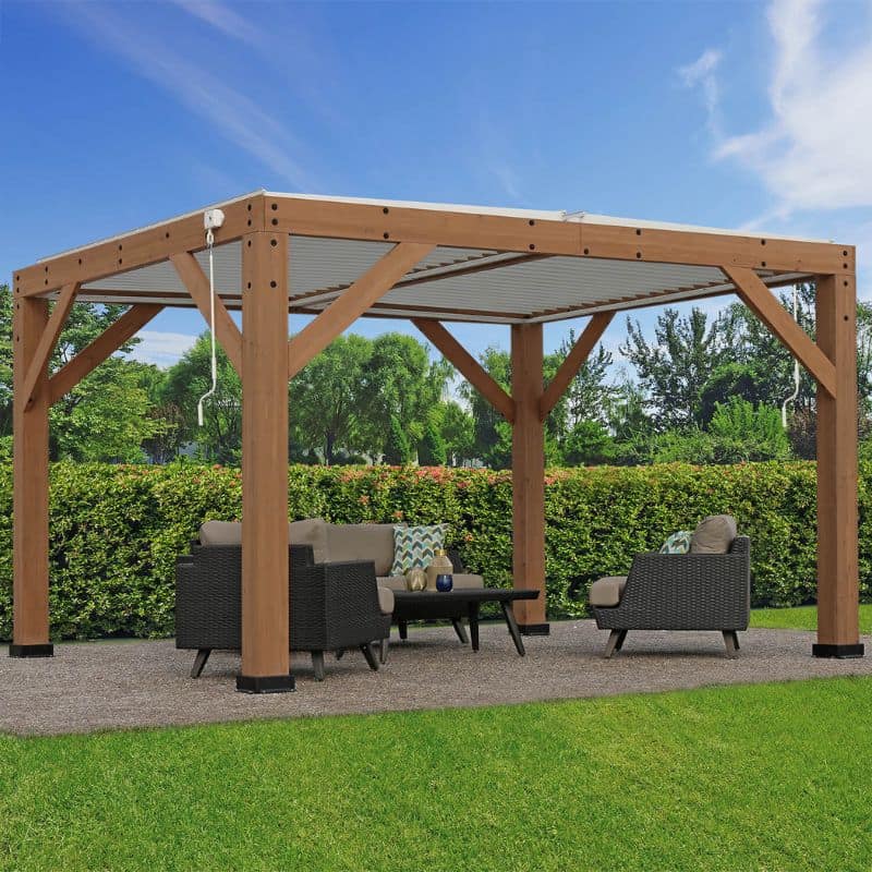 Meridian 13x11 Adjustable Louvered Roof Pergola-Modern Aluminium Outdoor Shade