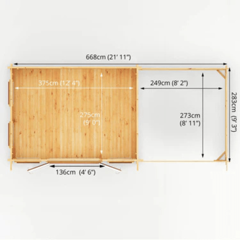 Mercia 7x3-studio-pent-with-slatted-area-oak-upvc-
