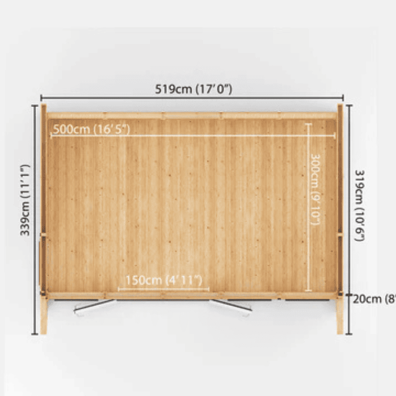 Wooden screen with dimensions labeled on a white background