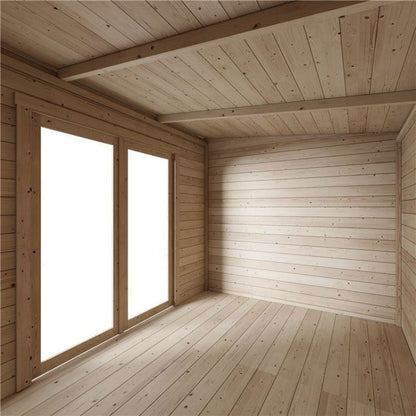 Store More Darton Pent Log Cabin Summerhouse with Side Store - PT-14ft x 8ft