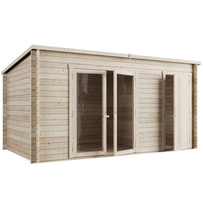 Store More Darton Pent Log Cabin Summerhouse with Side Store - PT-14ft x 8ft