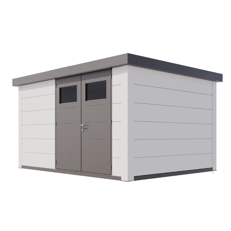 Telluria Classico 3930 Steel Garden Storage Unit Premium Maintenance-Free Outdoor Shed with Double Door Insulated Roof