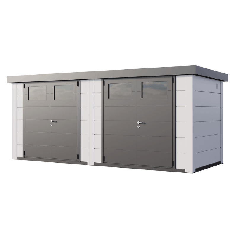 Telluria Classico Duo 2721 Double Steel Garden Shed – Large Maintenance-Free Outdoor Storage Unit
