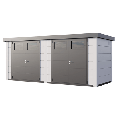 Telluria Classico Duo 2721 Double Steel Garden Shed – Large Maintenance-Free Outdoor Storage Unit