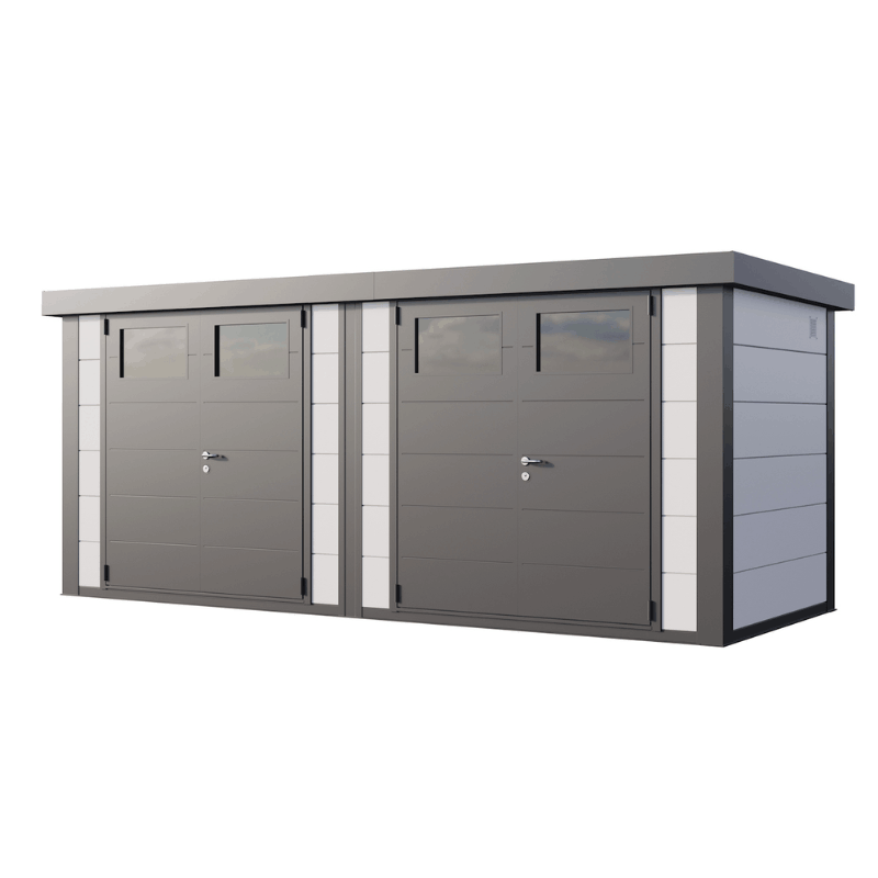 Telluria Classico Duo 2721 Double Steel Garden Shed – Large Maintenance-Free Outdoor Storage Unit