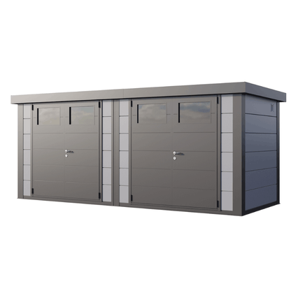 Telluria Classico Duo 2721 Double Steel Garden Shed – Large Maintenance-Free Outdoor Storage Unit