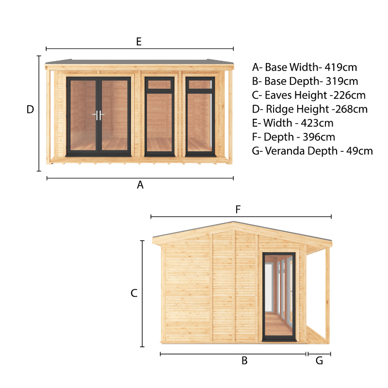 Mercia Thoresby 4x3m Insulated Garden Room – UPVC Double Glazed Home Office, Gym & Studio - Vendra Outdoors