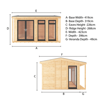 Mercia Thoresby 4x3m Insulated Garden Room – UPVC Double Glazed Home Office, Gym & Studio - Vendra Outdoors