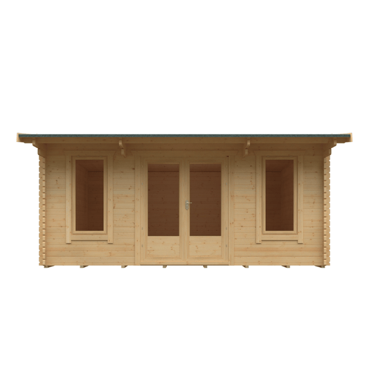 Woodland Jacob 44mm Timber Log Cabin – Insulated Garden Room with Double Glazed Windows Doors