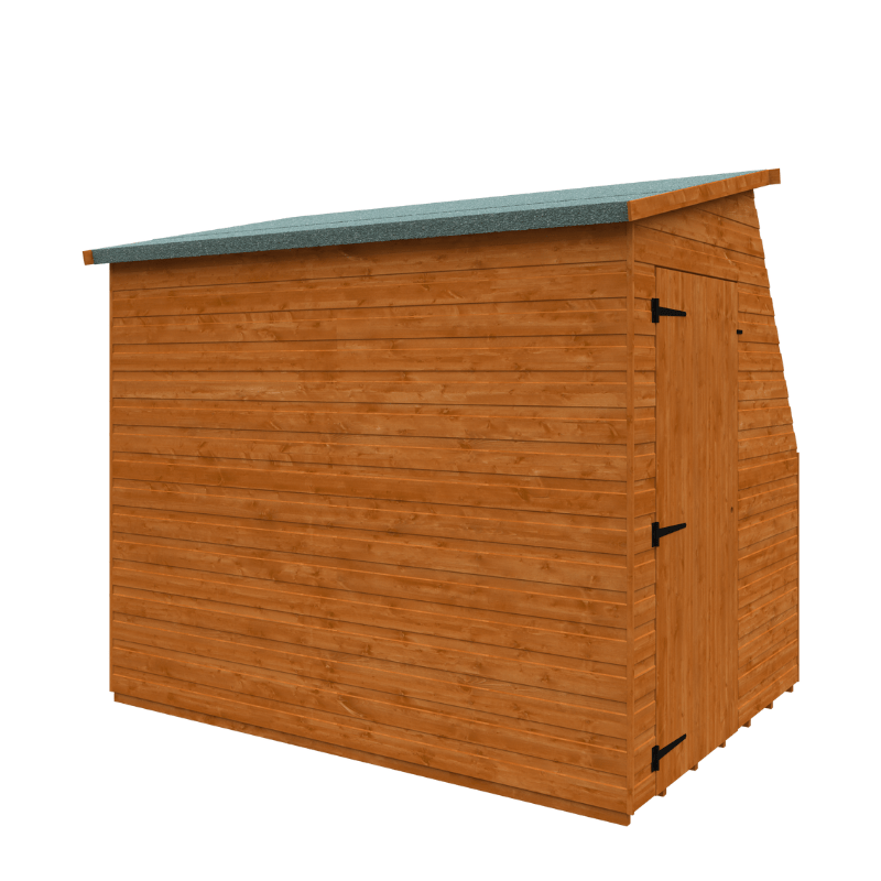 Wooden potting shed with glass panels on a white background