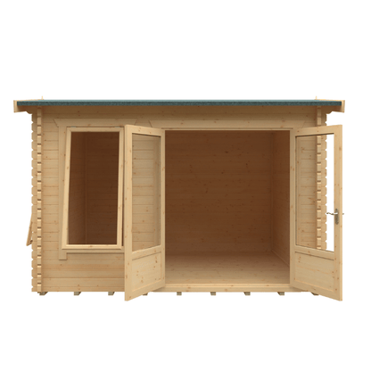 Woodlands Longleat 28mm Log Cabin Heavy Duty Garden Building With Double Glazed Windows &amp; Door